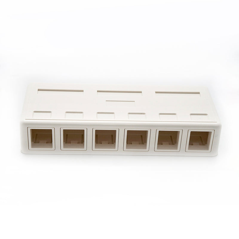 6 Port RJ45 Surface Mount Box White (Box Only)