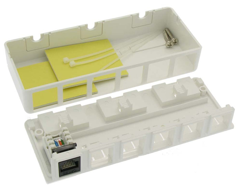 6 Port RJ45 Surface Mount Box White (Box Only)