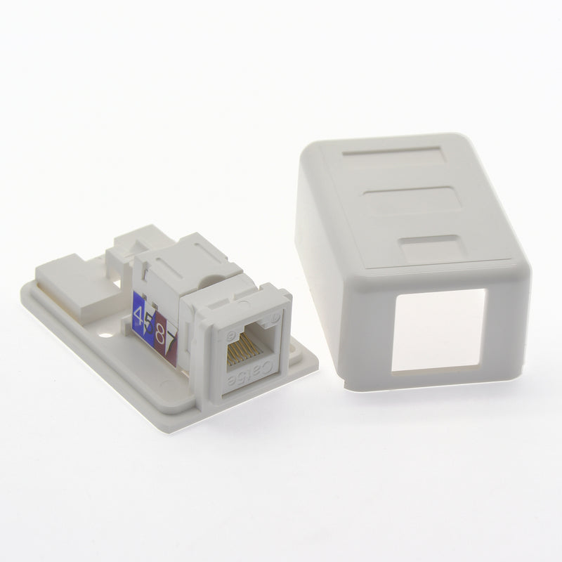 1 Port Surface Mount Box White with Cat.5E keystone Jack