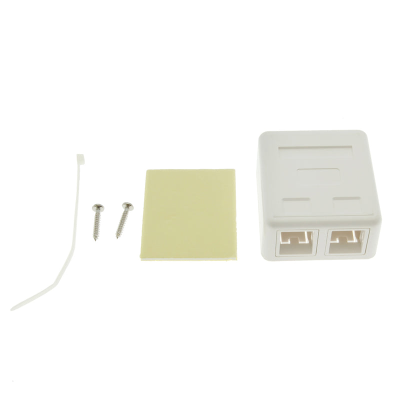 2 Port RJ45 Surface Mount Box White (Box only)