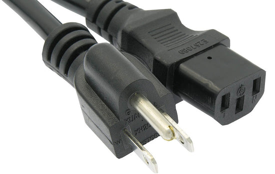 Standard PC Power Cord, NEMA 5-15P to IEC 60320-C13, 18/3 SVT, Black 10ft.