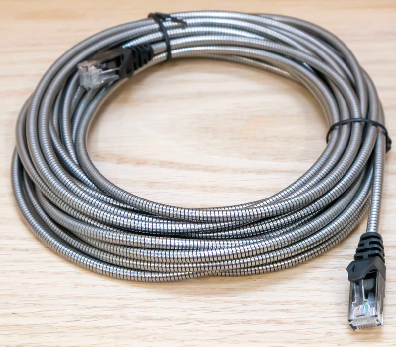 50 Foot Armored Cat.6A Patch Cable Industrial Anti-Rodent Slim 28 AWG