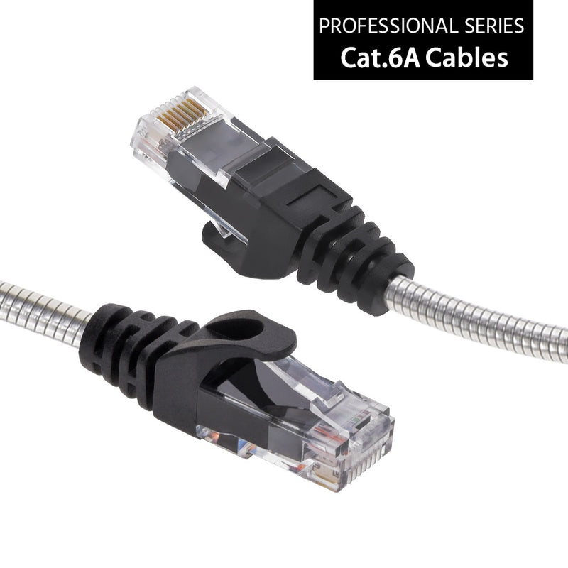 65 Foot Armored Cat.6A Patch Cable Industrial Anti-Rodent Slim 28 AWG