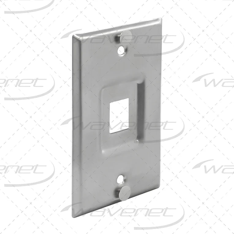 WAVENET TELEPHONE WALL PLATES, PLASTIC & STAINLESS STEEL, w/ 1-PORT RECESSED