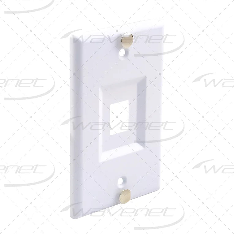 WAVENET TELEPHONE WALL PLATES, PLASTIC & STAINLESS STEEL, w/ 1-PORT RECESSED