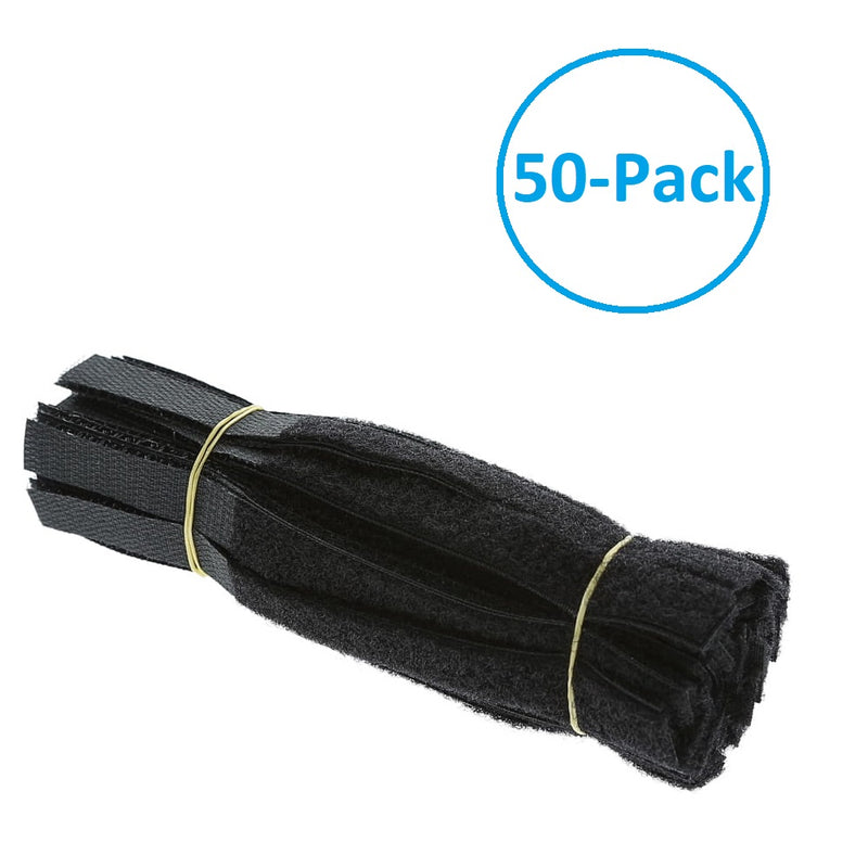 Hook and Loop Strap 1/2" Width Black 50 Pack Various Lengths