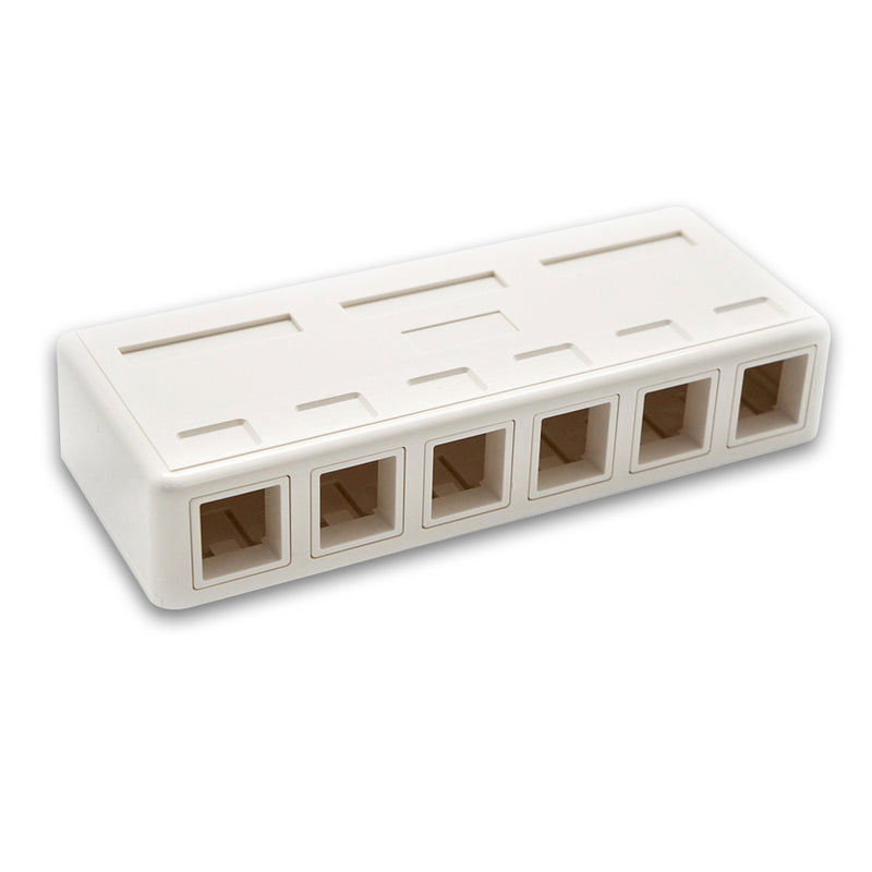 6 Port RJ45 Surface Mount Box White (Box Only)