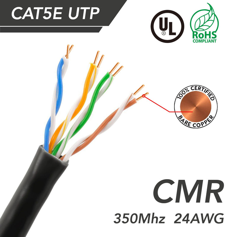 1000 Foot Cat.5e UTP 24AWG - Solid - CMR Bulk Cable, UL Listed