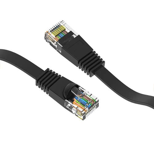 2 Foot Cat6 Flat Ethernet Network Cable Black