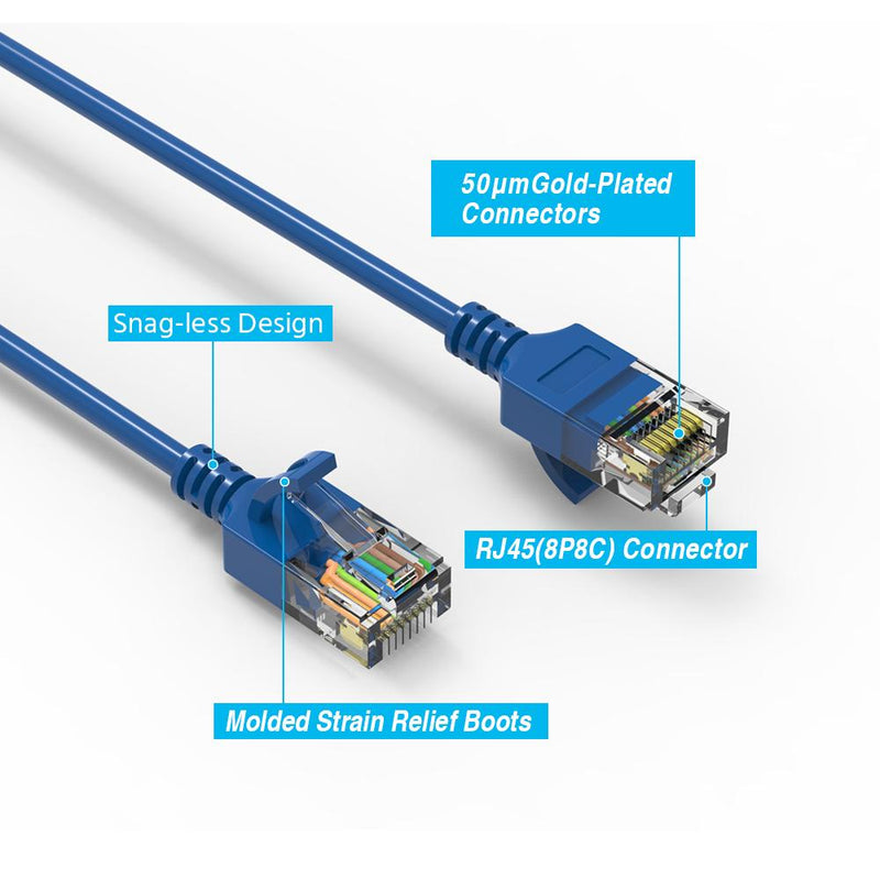 3 Foot Cat6A UTP Slim Ethernet Network Booted Cable 28AWG