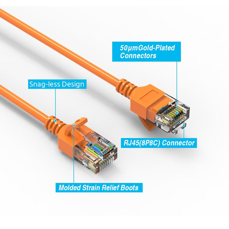 1 Foot Cat6A UTP Slim Ethernet Network Booted Cable 28AWG