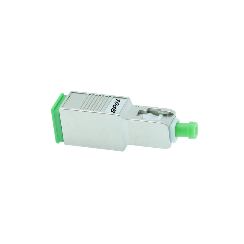 SC - APC Singlemode Attenuator Male Female 10dB Metal Green