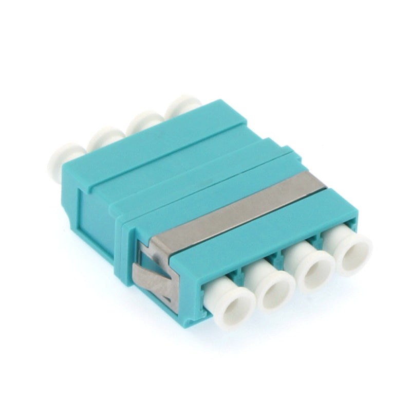 LC/UPC OM3 Multimode Quad Fiber Adapter/Coupler Aqua