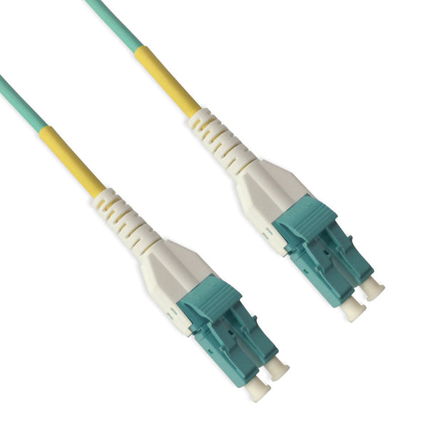 20 Meter LC/LC - Uniboot Fiber Optic Patch Cable - UPC - OM4 Multimode Duplex OFNR 2.0mm Aqua