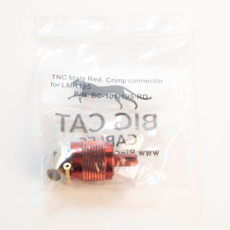 TNC Male Red. Crimp connector for LMR195 , RG58