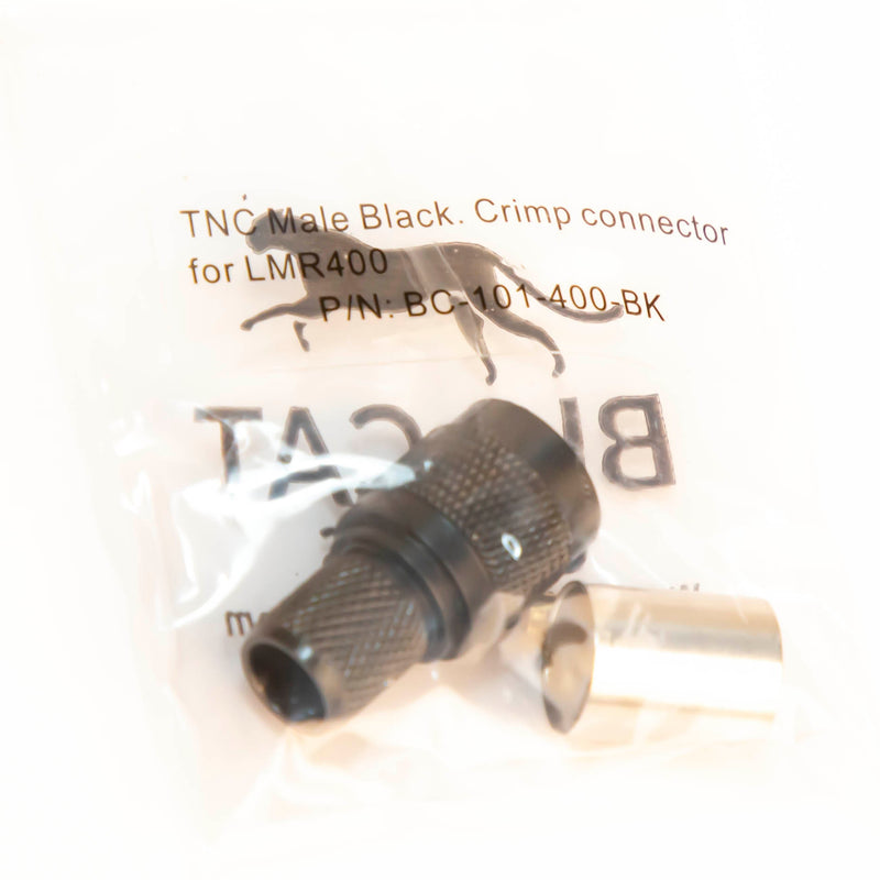 TNC Male Black Crimp connector for LMR400, Belden 9913