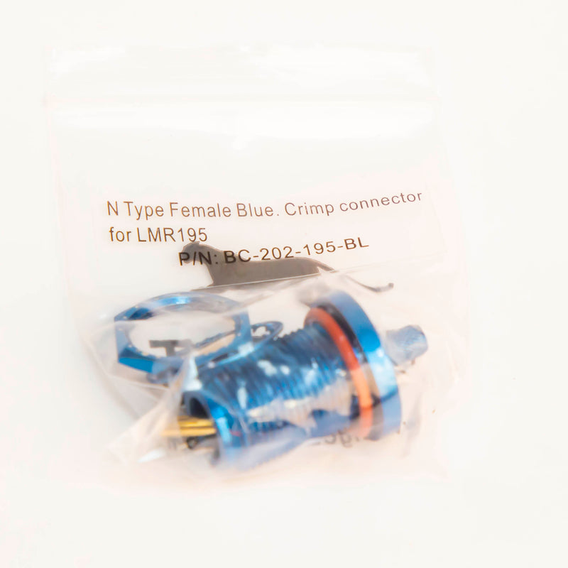 N Type Female Crimp connector Blue for LMR195 , RG58