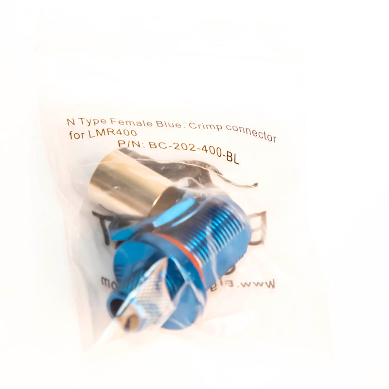 N Type Female Crimp connector Blue for LMR400, Belden 9913