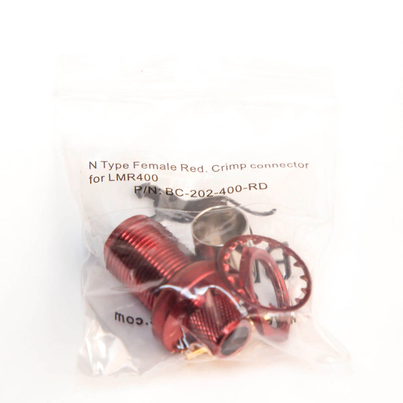 N Type Female Crimp connector Red for LMR400, Belden 9913