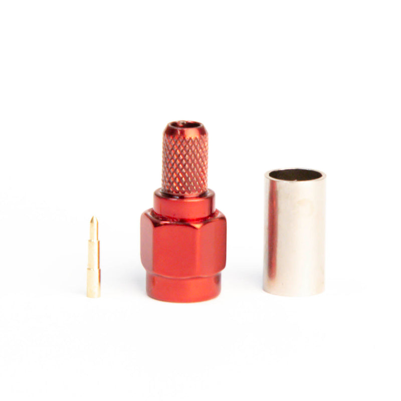 SMA Type Male Red Crimp connector for LMR195, RG58