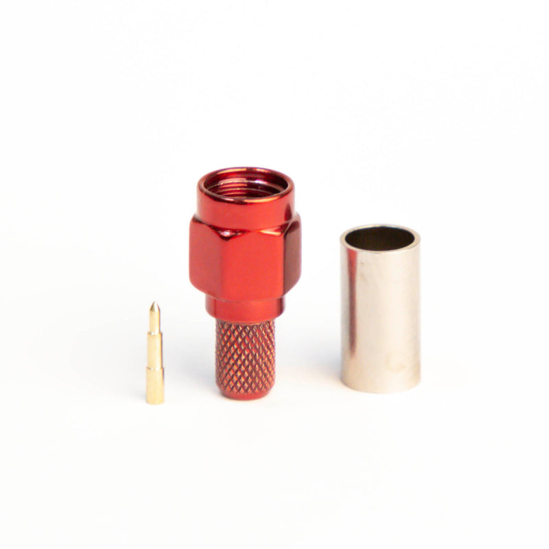 SMA Type Male Red Crimp connector for LMR195, RG58