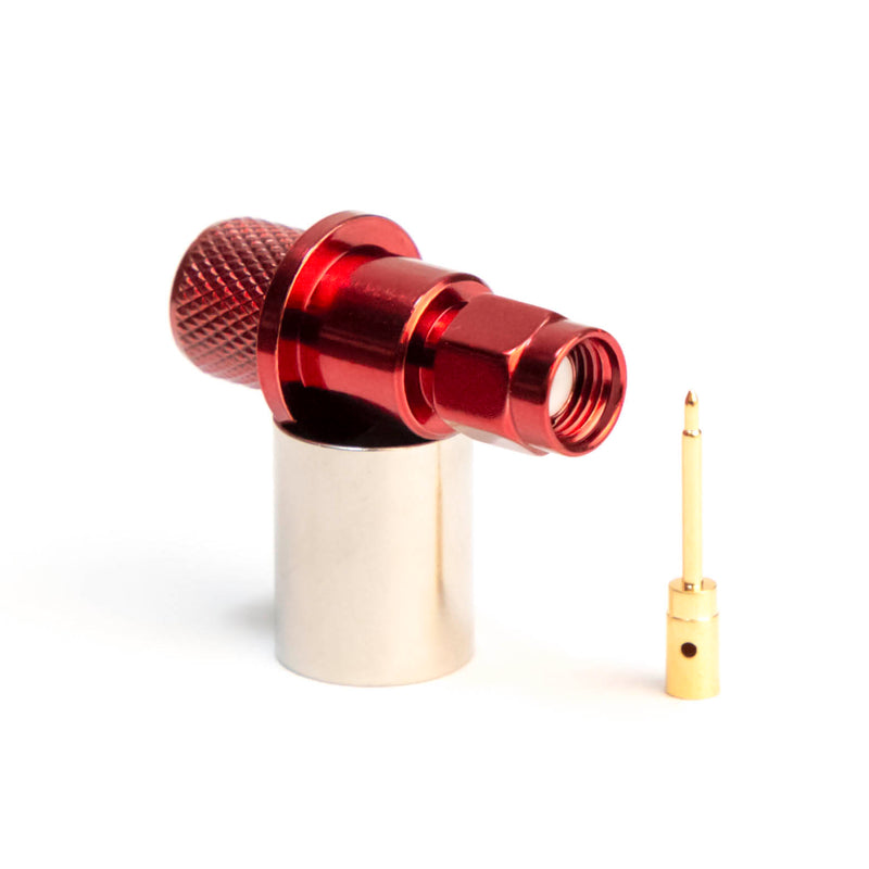 SMA Type Male Red Crimp connector for LMR400, Belden 9913