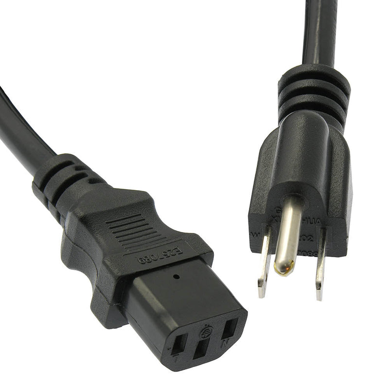 1 Foot Computer Power Cord 5-15P to C-13 Black / SJT - 16 AWG