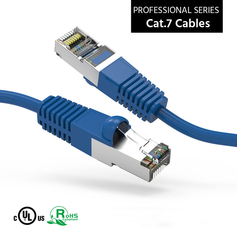 9 Foot Cat7 Shielded (SSTP) 600MHz Ethernet Network Booted Cable Blue