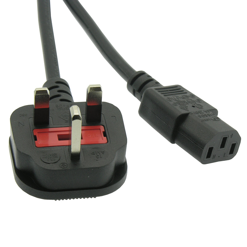 6 Foot UK Power Cord Black H05VV-F0.75/3G