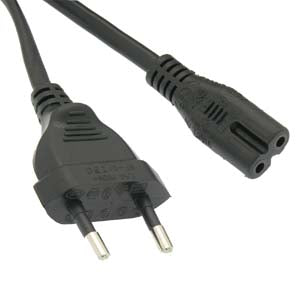 6 Foot European Plug 2-Prong Figure-8 (Non-polarized) Power Cord