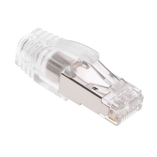 RJ45 CAT.8 Shielded Plug 50Micron 3prong with Clear Boot (20pack)