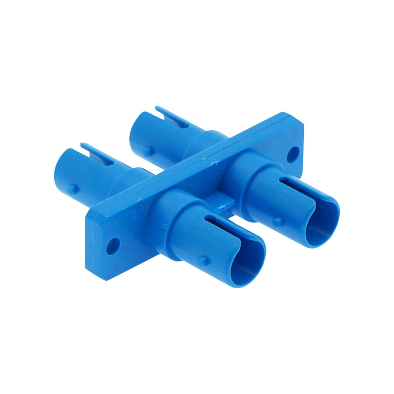 ST Singlemode Duplex Fiber Adapter / Coupler with Flange - Blue