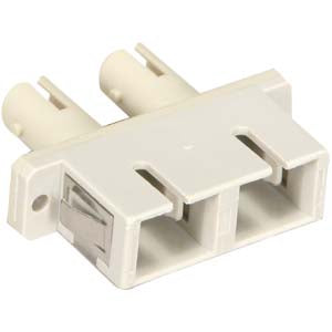 ST-SC Multimode Duplex Fiber Adapter / Coupler with Flange - Beige