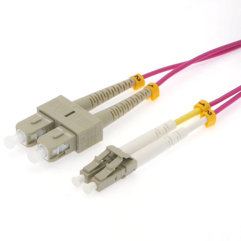 12 Meter LC/SC Fiber Optic Patch Cable - UPC - OM4 Multimode Duplex OFNR 2.0mm Erika Violet
