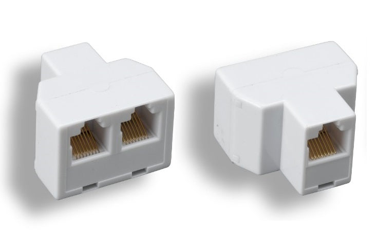 RJ45 Inline Splitter One Female Split to Two Female White