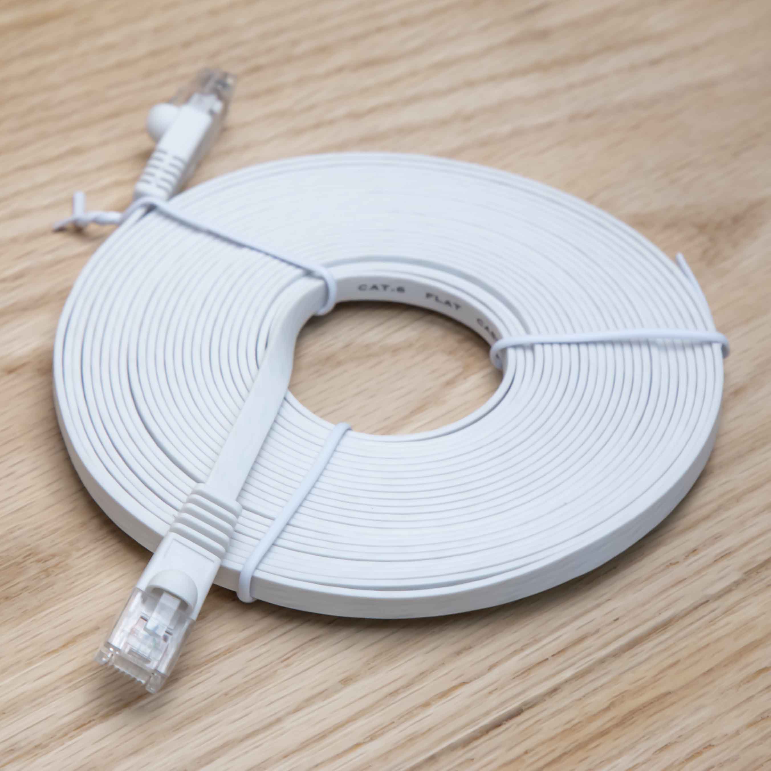 45 Foot Flat Cat 6 Patch Cable White